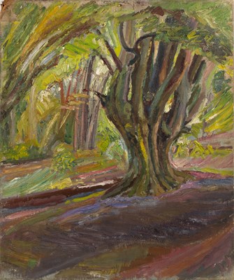 Lot 158 - Harry Barr (1896-1987) A wooded glade, oil on...