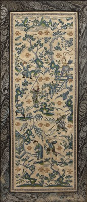 Lot 358 - Pair of silk sleeve panels Chinese, in the...