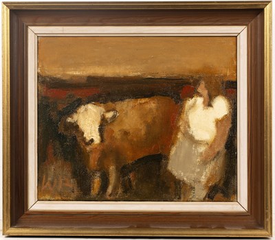Lot 53 - Will Roberts (1907-2000) Woman and Cow, 1975...