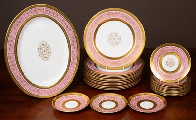 Lot 450 - A 20th century Royal Chelsea 'Pompadour Pink' dinner service