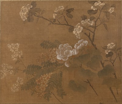 Lot 344 - Watercolour on silk study Chinese, in the Ming...