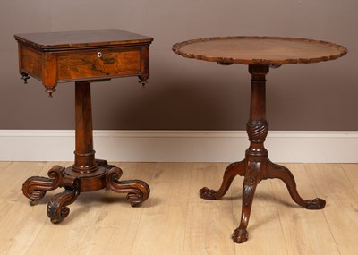 Lot 222 - A mahogany pie crust occasional table with a...