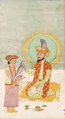 Lot 369 - Miniature painting of falconry Persian,...