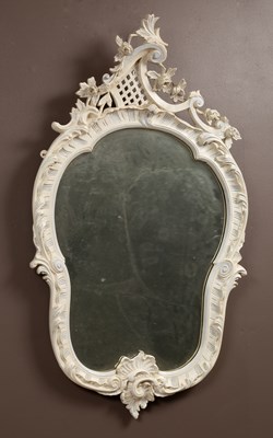 Lot 115 - A white painted Rococo style wall mirror