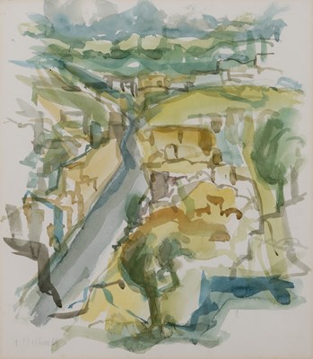 Lot 464 - An abstract landscape, watercolour on paper