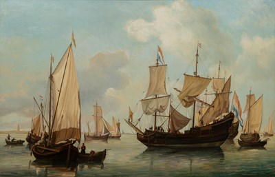 Lot 119 - A 20th century copy after the Dutch school, boats out to sea