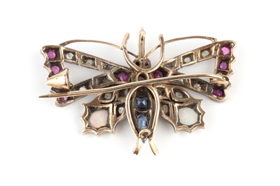 Lot 17 - A vari gem-set butterfly brooch, the...