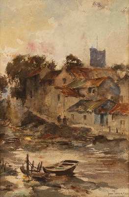 Lot 407 - John Terris (1865-1914) A quiet backwater,...