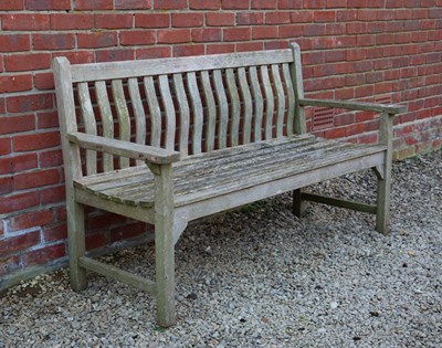 Lot 1321 - A teak slatted bench by Bramblecrest