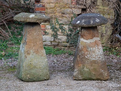 Lot 1280 - Two old sandstone staddle stones