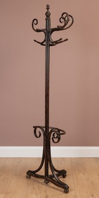 Lot 149 - A black painted bentwood semicircular hall stick stand