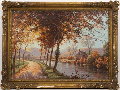 Lot 201 - Edmund Rene-His (1827-1960) A river landscape...