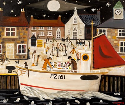 Lot 381 - Alan Furneaux (b.1953) The Fish Market, signed,...