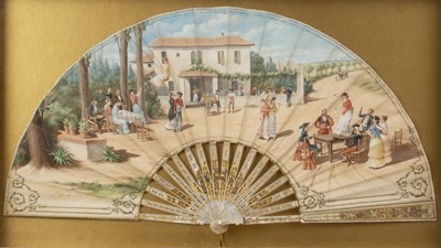 Lot 204 - A 19th century Spanish fan painted with...