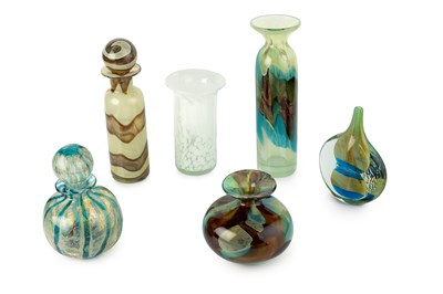 Lot 650 - Mdina Glass Six pieces: A Strata pattern...