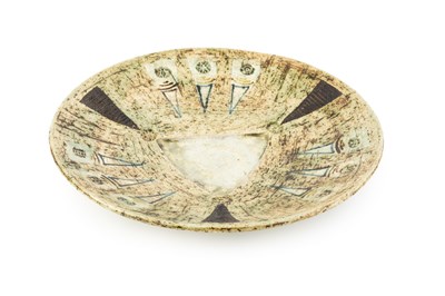 Lot 603 - Cornish School Troika style dish with abstract...