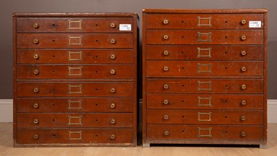 Lot 185 - Two very similar Ashmolean Museum stained pine collectors cabinets