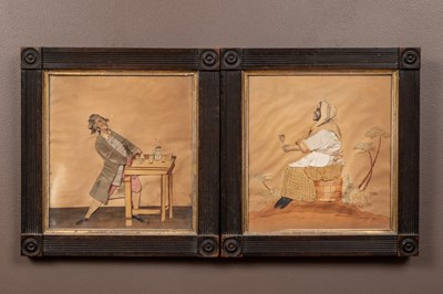 Lot 104 - A pair of Victorian collage pictures depicting drinkers
