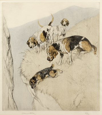Lot 85 - George Vernon Stokes (1873-1954) Beagles on a...