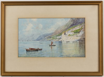 Lot 99 - Oscar Ricciardi (1864-1935) Lagoon with...