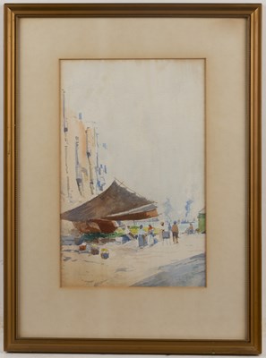 Lot 99 - Oscar Ricciardi (1864-1935) Lagoon with...
