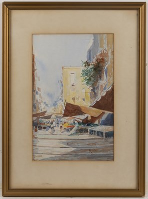 Lot 99 - Oscar Ricciardi (1864-1935) Lagoon with...