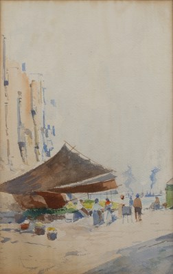 Lot 99 - Oscar Ricciardi (1864-1935) Lagoon with...