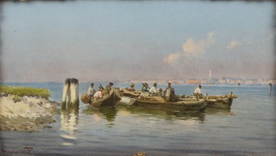 Lot 454 - Alberto Prosdocimi (1852-1925) Fishermen on...