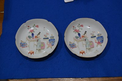 Lot 51 - Pair of famille rose semi-porcelain saucer...