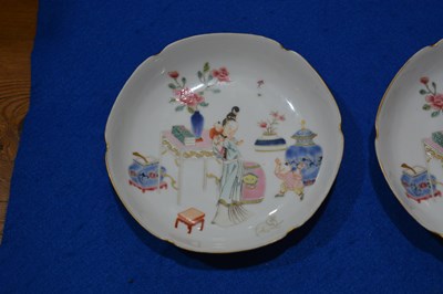 Lot 51 - Pair of famille rose semi-porcelain saucer...