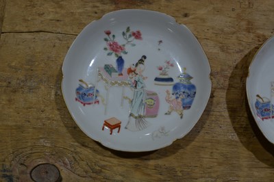 Lot 51 - Pair of famille rose semi-porcelain saucer...