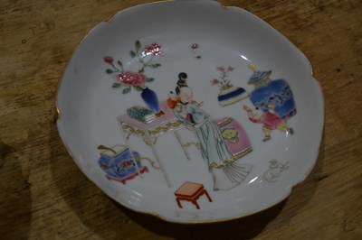 Lot 51 - Pair of famille rose semi-porcelain saucer...