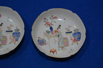 Lot 51 - Pair of famille rose semi-porcelain saucer...