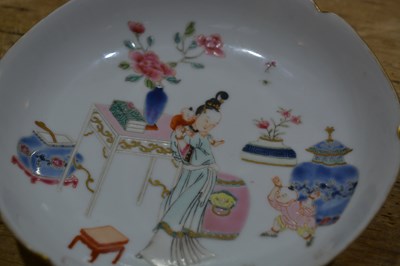 Lot 51 - Pair of famille rose semi-porcelain saucer...