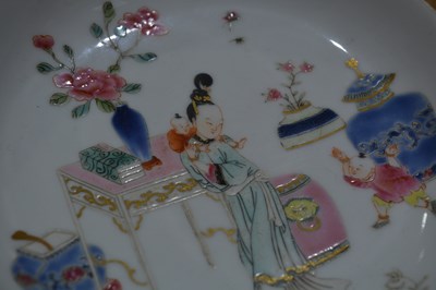 Lot 51 - Pair of famille rose semi-porcelain saucer...