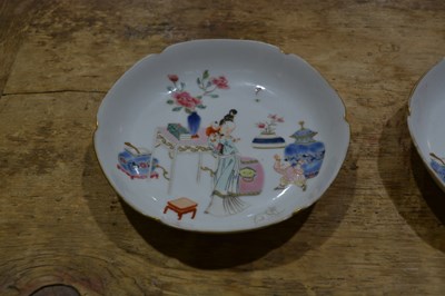 Lot 51 - Pair of famille rose semi-porcelain saucer...