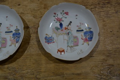 Lot 51 - Pair of famille rose semi-porcelain saucer...