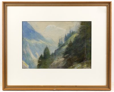 Lot 467 - Alfred Hitchens (1861-1942) Mountain side with...