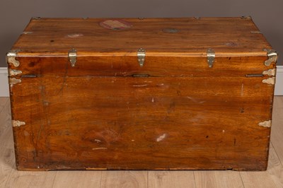 Lot 155 - A camphorwood trunk with later brass mounts