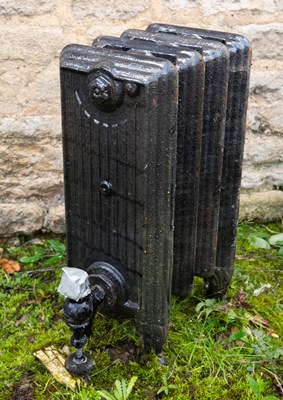 Lot 522 - Nine cast iron radiators on scrolled feet from Blenheim Palace