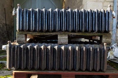 Lot 526 - Seven cast iron fifteen-section square radiators