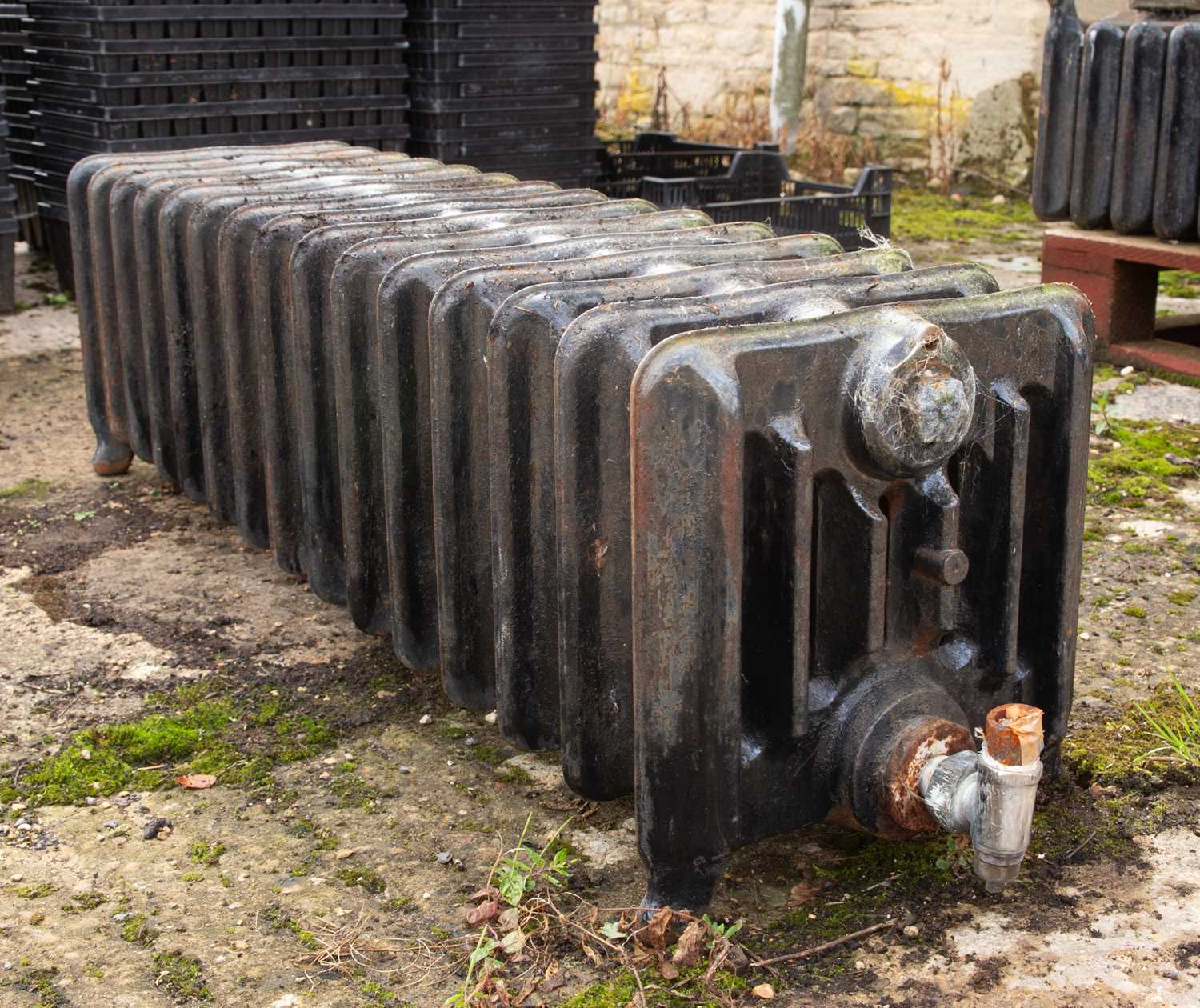 Lot 526 - Seven cast iron fifteen-section square radiators