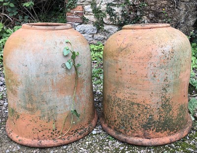 Lot 567 - A pair of terracotta rhubarb forcers