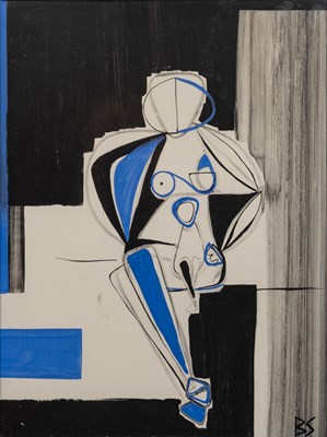 Lot 390 - Bianca Smith (British 1975-), seated woman in blue