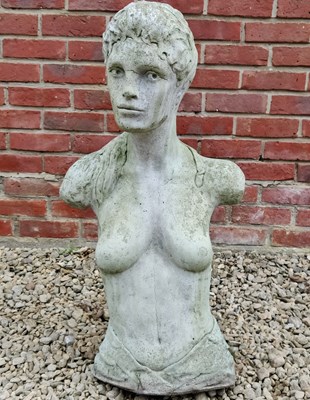 Lot 568 - A reconstituted composite stone three-quarter-length sculpture of a female torso