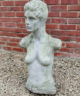 Lot 568 - A reconstituted composite stone three-quarter-length sculpture of a female torso