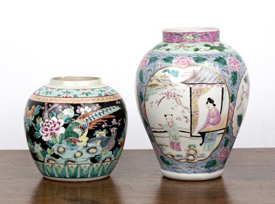 Lot 198 - Two porcelain Nonya ware enamelled jars...