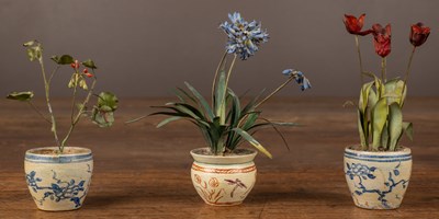 Lot 86 - Beatrice Elizabeth Hindley (1882-1973), three decorative miniature model plants in plant pots