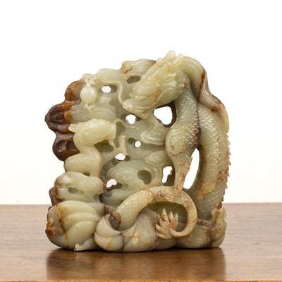 Lot 237 - Celadon carved jade boulder Chinese, 19th...