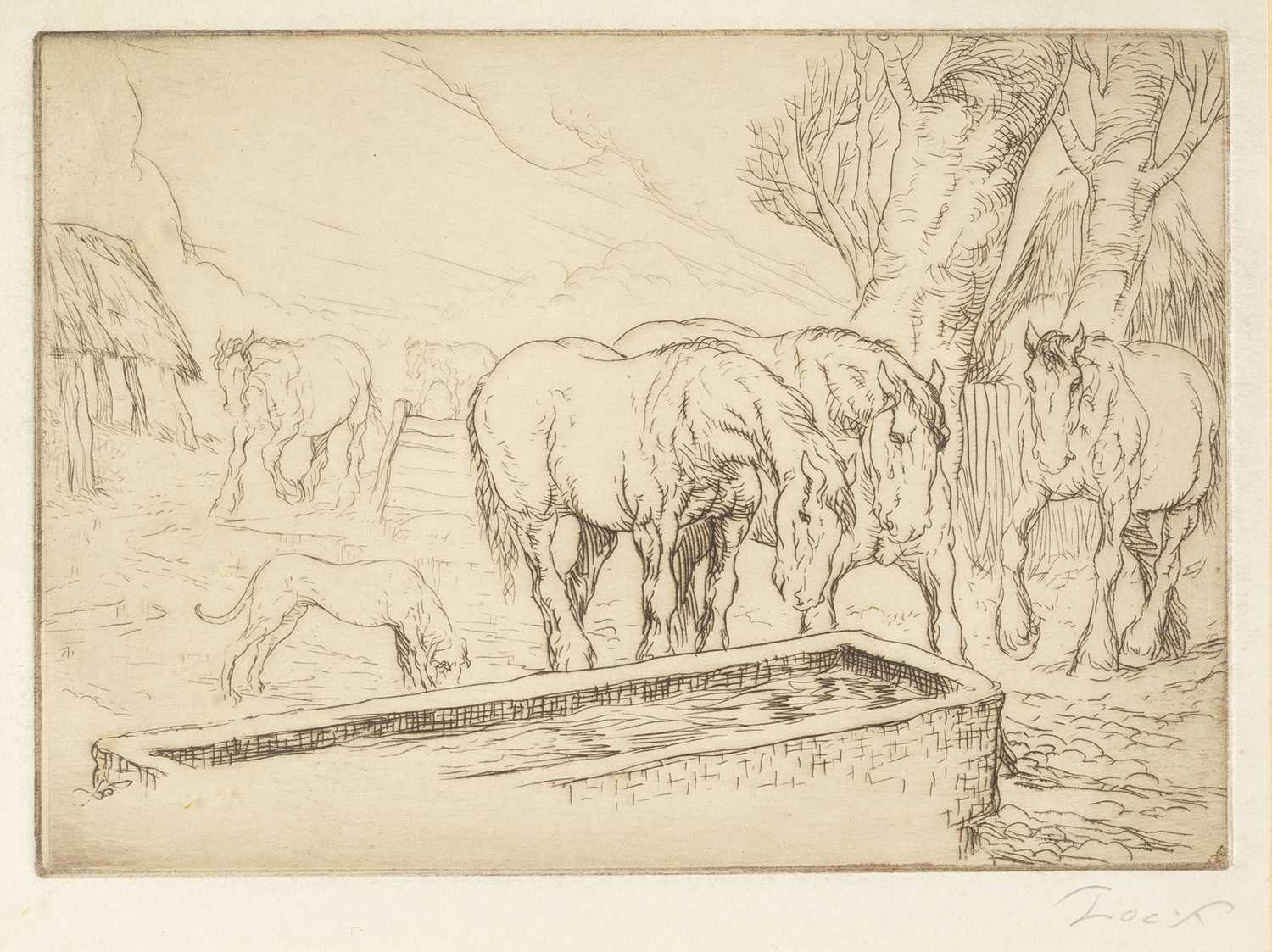 Lot 86 - Anton Lock (1893-1970) Horses and Dog signed...